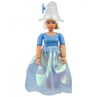 belville female adult woman stella - medium blue top with stars pattern white hair white shoes skirt hat with flower