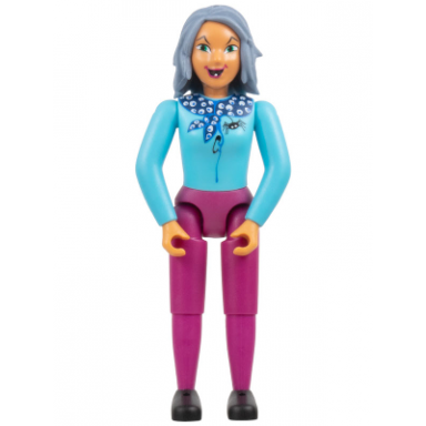 belville female adult woman witch - magenta pants sky blue top with scarf and spider pattern sand blue hair black shoes