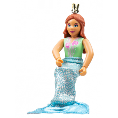 belville female adult woman mermaid - medium green swimsuit with bubbles and seashells pattern dark orange hair fish tail crown