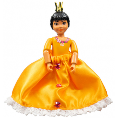 belville female - orange top with floral garland with butterfly and ribbon pattern and orange skirt crown rosita