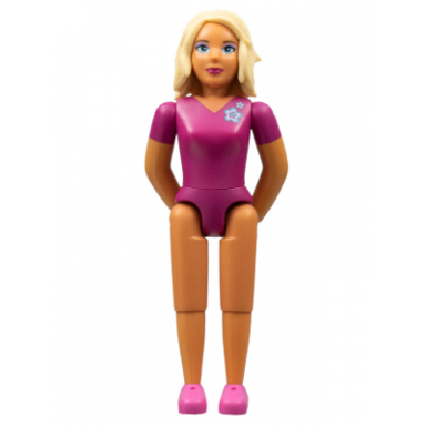 belville female - magenta top with flowers on shoulder pattern dark pink shoes tan hair