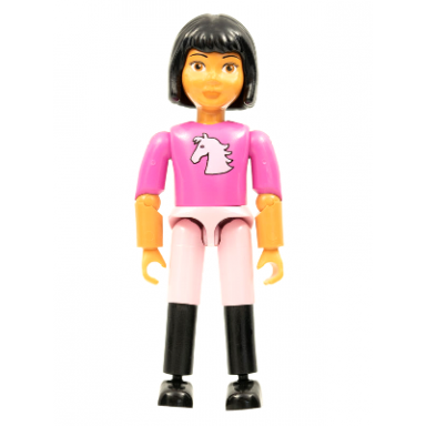 belville female - dark pink horse head top pink shorts black boots black hair