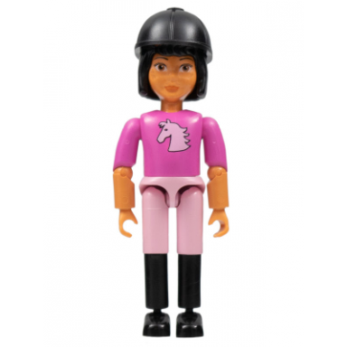 belville female - dark pink horse head top pink shorts black boots black hair helmet