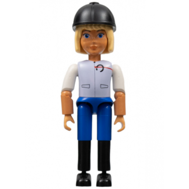 belville female - light violet top with white sleeves blue shorts black boots light yellow hair helmet