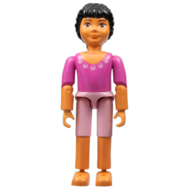belville female child girl - pink shorts dark pink top with seashells pattern black hair