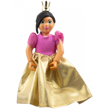 belville female child girl princess - bright pink top black hair magenta shoes dress crown