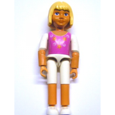 belville female child girl - white shorts dark pink top with starfish sea stars and seashells pattern very light orange hair white shoes