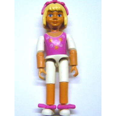 belville female child girl - white shorts dark pink top with starfish sea stars and seashells pattern very light orange hair white shoes hairband bows