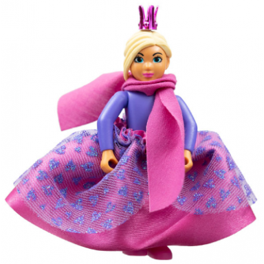belville female child girl - dark purple top light yellow hair dark pink shoes skirt scarf crown