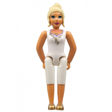 belville female adult woman - white shorts white top with gold filigree pattern light yellow hair gold shoes