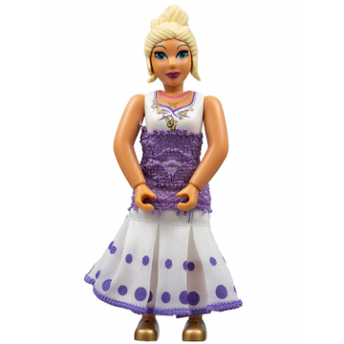 belville female adult woman - white shorts white top with gold filigree pattern light yellow hair gold shoes skirt