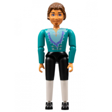 belville male - king with white and black pants dark turquoise shirt brown hair