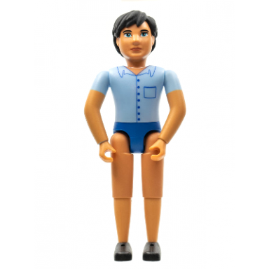 belville male - blue shorts blue shirt with buttons pocket pattern black hair