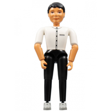 belville male - black pants white shirt and black hair