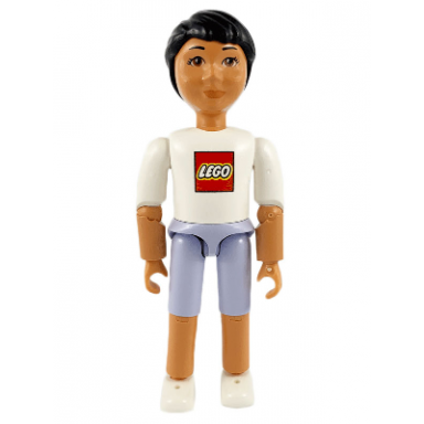 belville male - light violet shorts white shirt with lego logo black hair