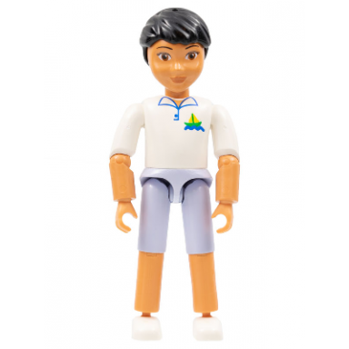 belville male child boy - light violet shorts white top with sailboat logo pattern black hair white shoes
