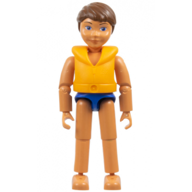belville male child boy - blue swimsuit brown hair life jacket