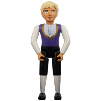 belville male adult man king - black shorts dark purple top with gold trim and white shirt pattern light yellow hair black shoes