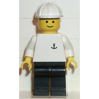 boat worker - torso with anchor black legs white construction helmet