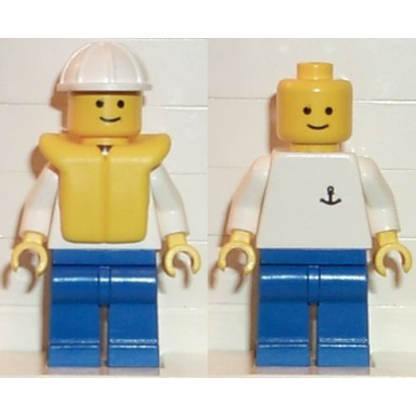 boat worker - torso with anchor blue legs white construction helmet life jacket