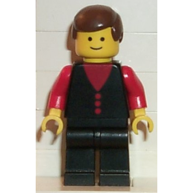 shirt with 3 buttons - red red arms black legs brown male hair