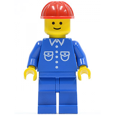 shirt with 6 buttons - blue blue legs red construction helmet
