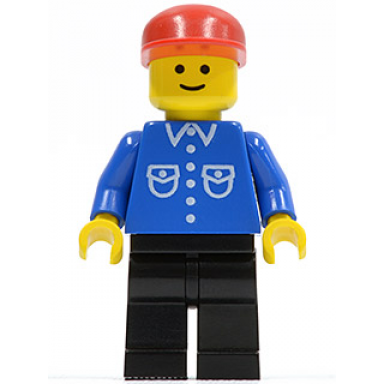 shirt with 6 buttons - blue black legs red cap