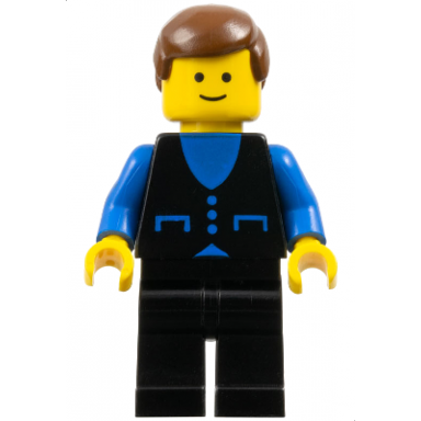 shirt with 3 buttons - blue black legs brown male hair