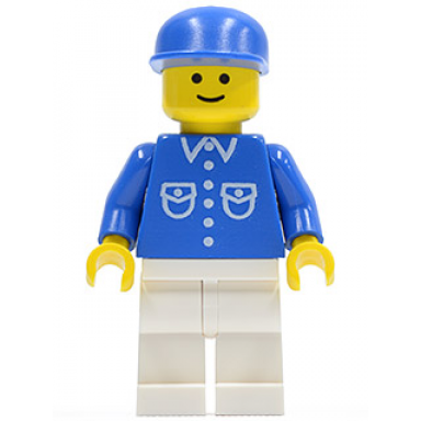 shirt with 6 buttons - blue white legs blue cap