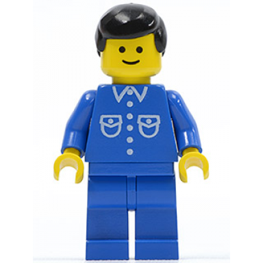 shirt with 6 buttons - blue blue legs black male hair