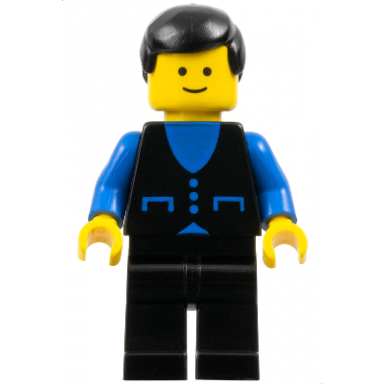 shirt with 3 buttons - blue black legs black male hair