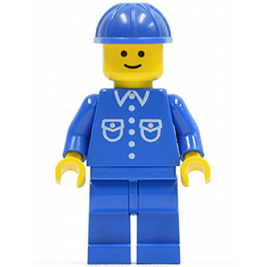 shirt with 6 buttons - blue blue legs blue construction helmet