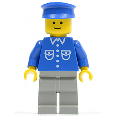 shirt with 6 buttons - blue light gray legs blue hat