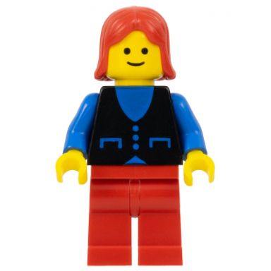 shirt with 3 buttons - blue red legs red female hair