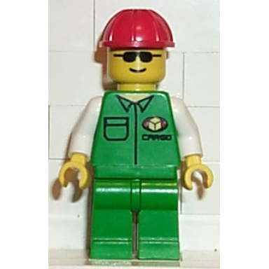 cargo - green shirt green legs red construction helmet
