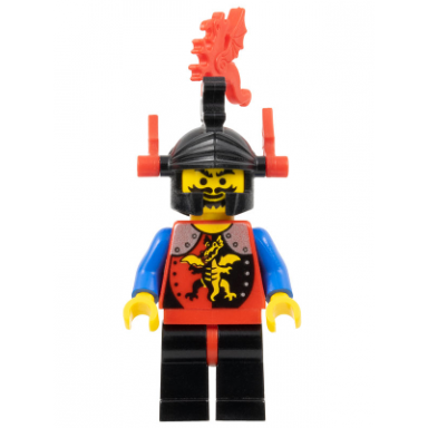 dragon knights - knight 2 black legs with red hips black dragon helmet red plumes