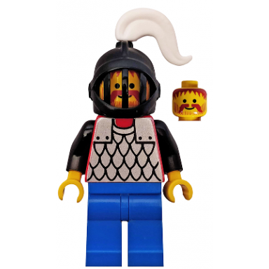 scale mail - red with black arms blue legs black grille helmet white plume