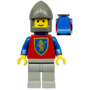 crusader lion - light gray legs dark gray chin-guard blue plastic cape