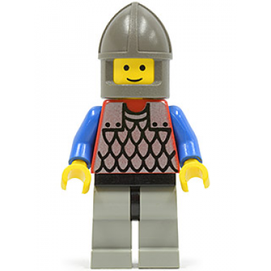scale mail - red with blue arms light gray legs with black hips dark gray chin-guard