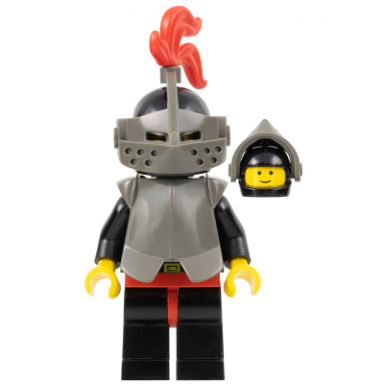 breastplate - armor over black black helmet dark gray visor red 3-feather plume
