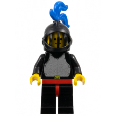 breastplate - black black legs with red hips black grille helmet blue plume black plastic cape