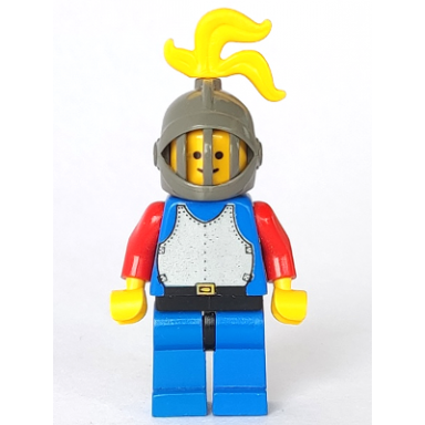 breastplate - blue with red arms blue legs with black hips dark gray grille helmet yellow plume