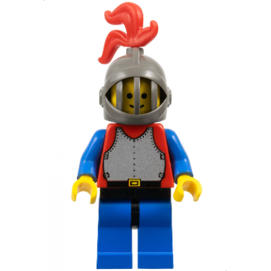 breastplate - red with blue arms blue legs with black hips dark gray grille helmet red plume