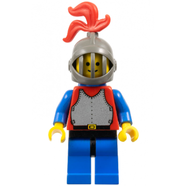 breastplate - red with blue arms blue legs with black hips dark gray grille helmet red plume blue plastic cape