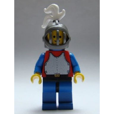 breastplate - red with blue arms blue legs with black hips dark gray grille helmet white plume blue plastic cape
