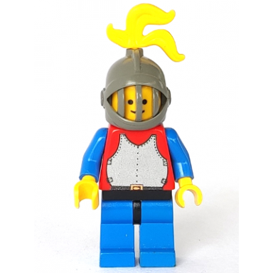 breastplate - red with blue arms blue legs with black hips dark gray grille helmet yellow plume