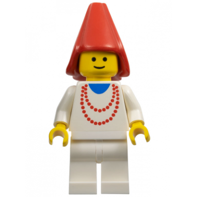 maiden with necklace - white legs red cone hat