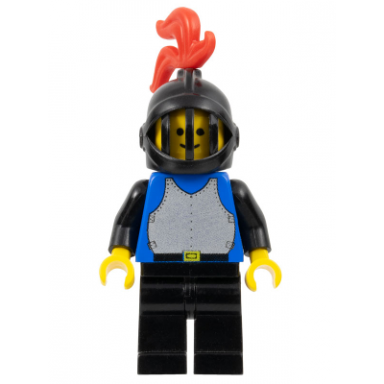 breastplate - blue with black arms black legs black grille helmet red plume