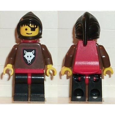 wolfpack - eye patch brown arms and black legs black hood and red cape
