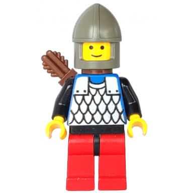 scale mail - blue red legs with black hips dark gray chin-guard quiver